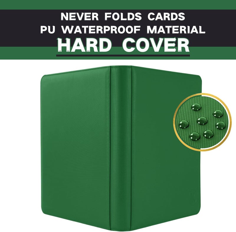 KUOOKING Toploader Binder, Holds 128+ Toploaders, 4 Pocket Top Loader Card Storage Case, Double-Sided Pockets for trading card in 3 x 4'' Toploaders（Green） - Image 3
